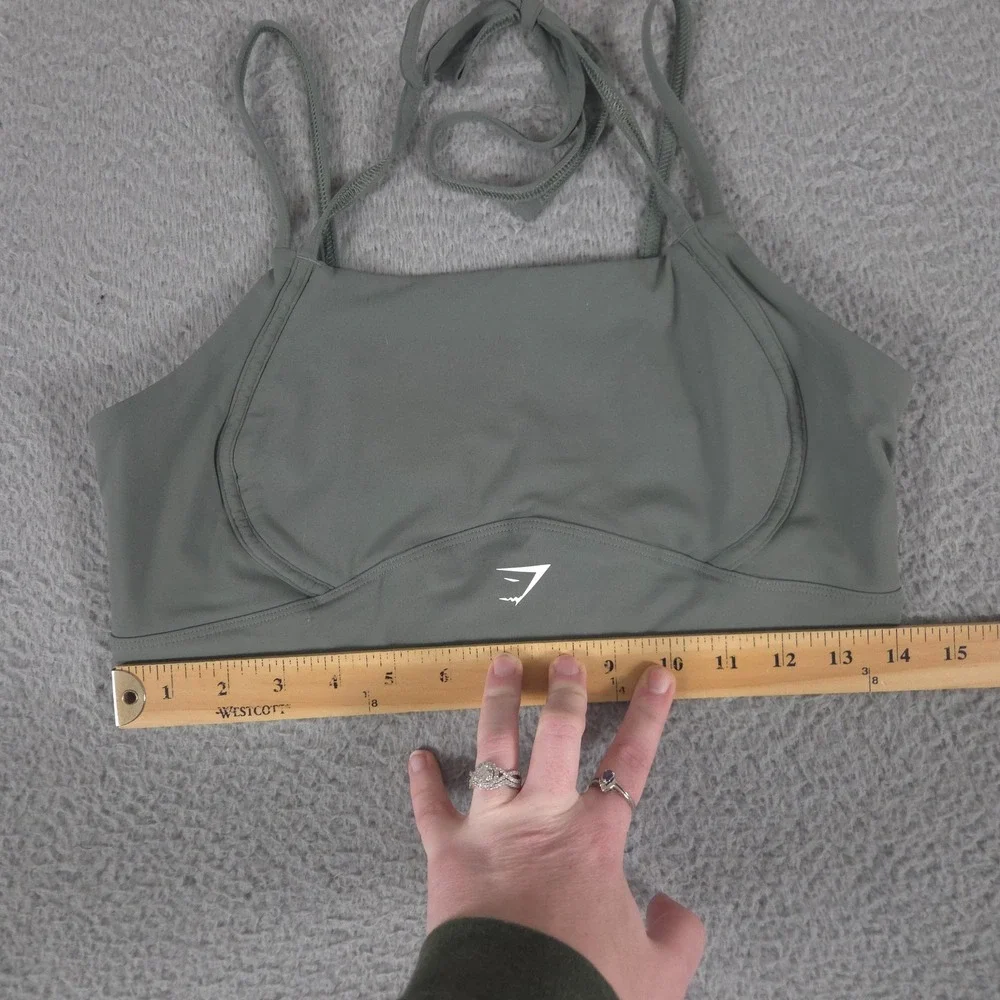 GymShark Bra Womens Small Green Halterneck Crop Cami Tank Yoga Gym Tie Neck